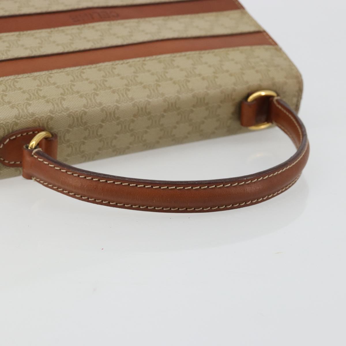 CELINE Macadam Canvas Hand Bag PVC Beige Gold Auth 184585