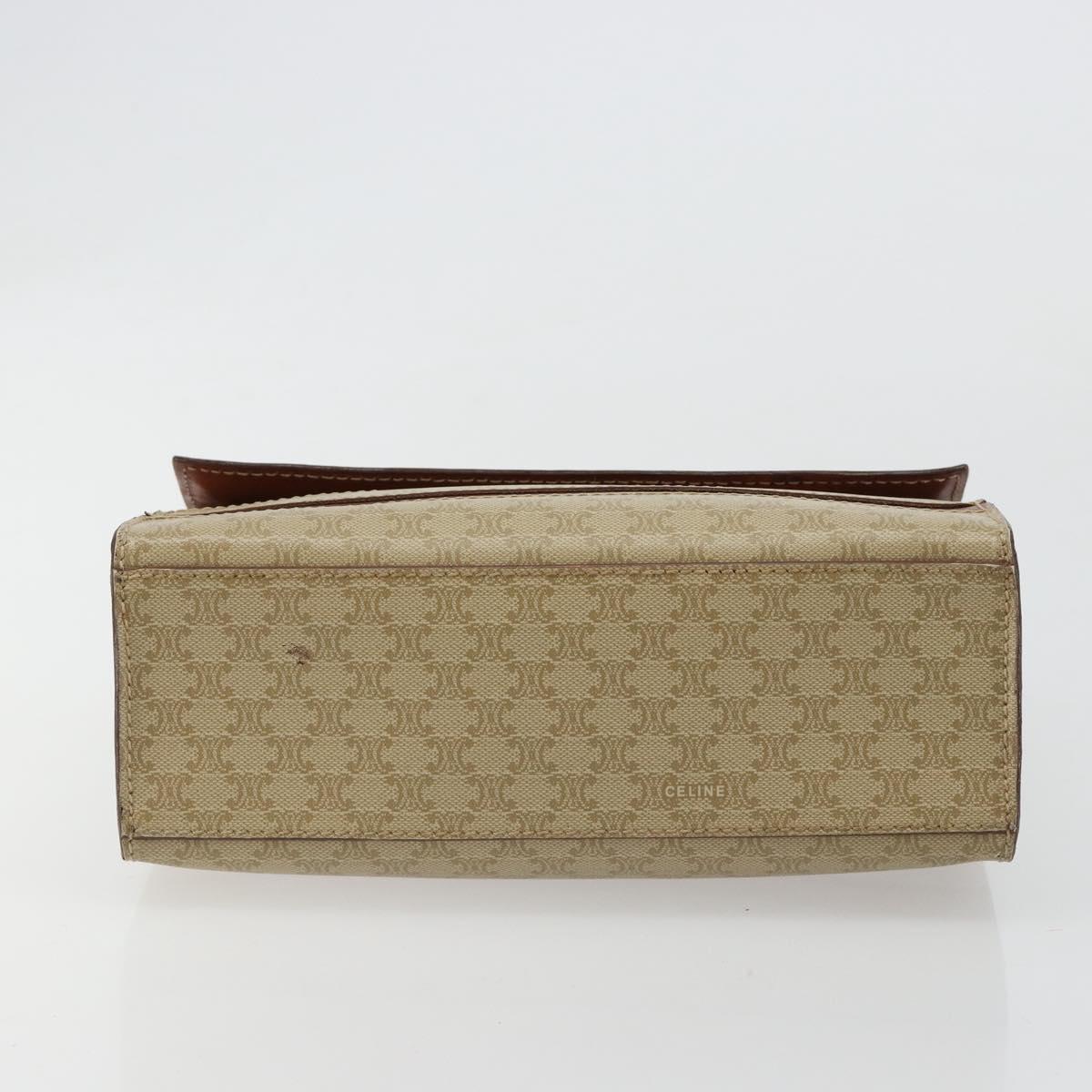 CELINE Macadam Canvas Hand Bag PVC Beige Gold Auth 184585