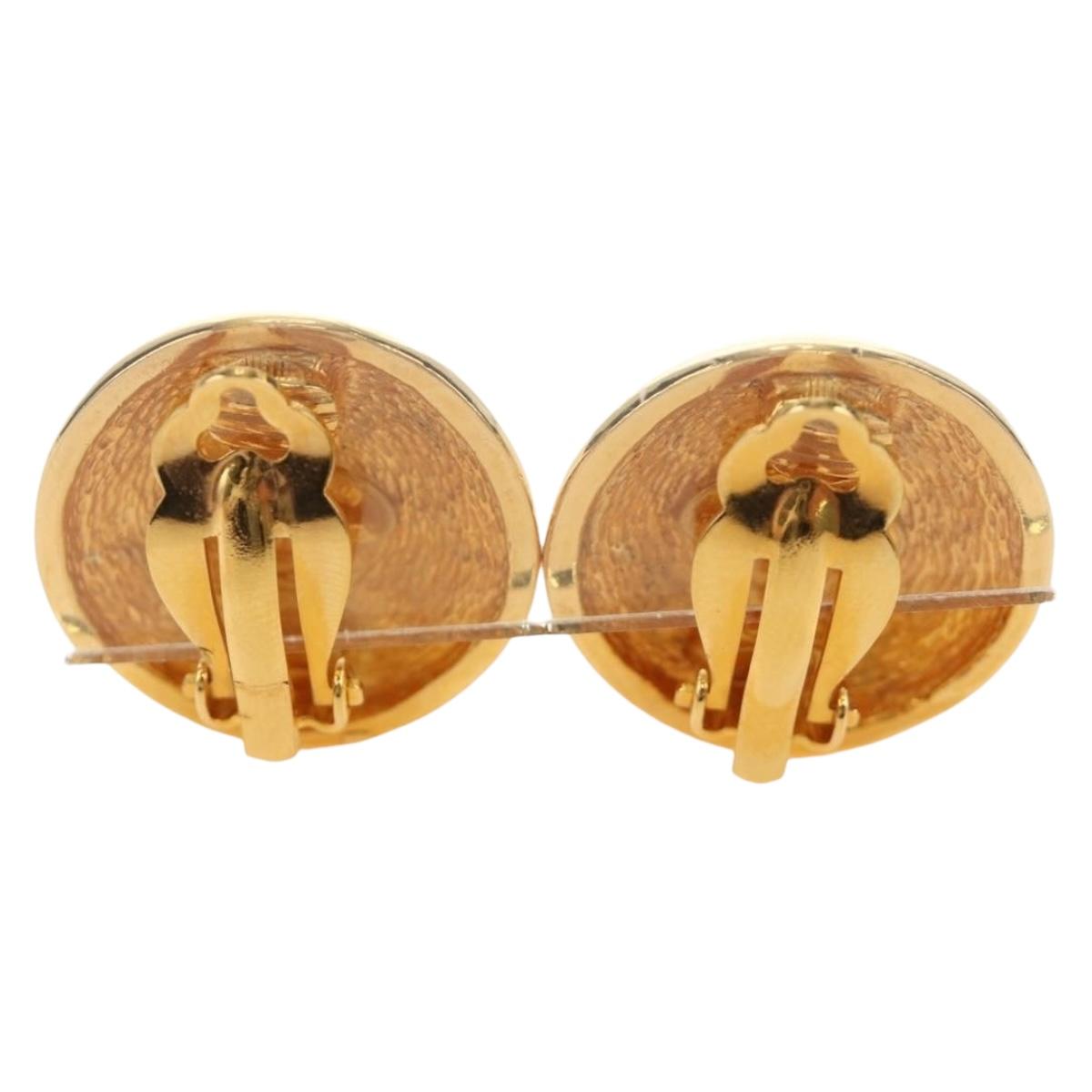 CHANEL Earring metal Gold Tone CC Auth 184597V