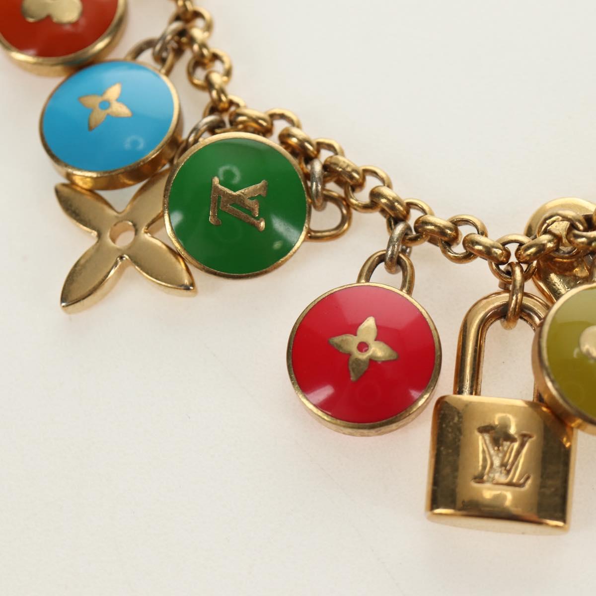 LOUIS VUITTON Porte Cles Pastille Key Holder metal Gold M65381 LV Auth 184600V