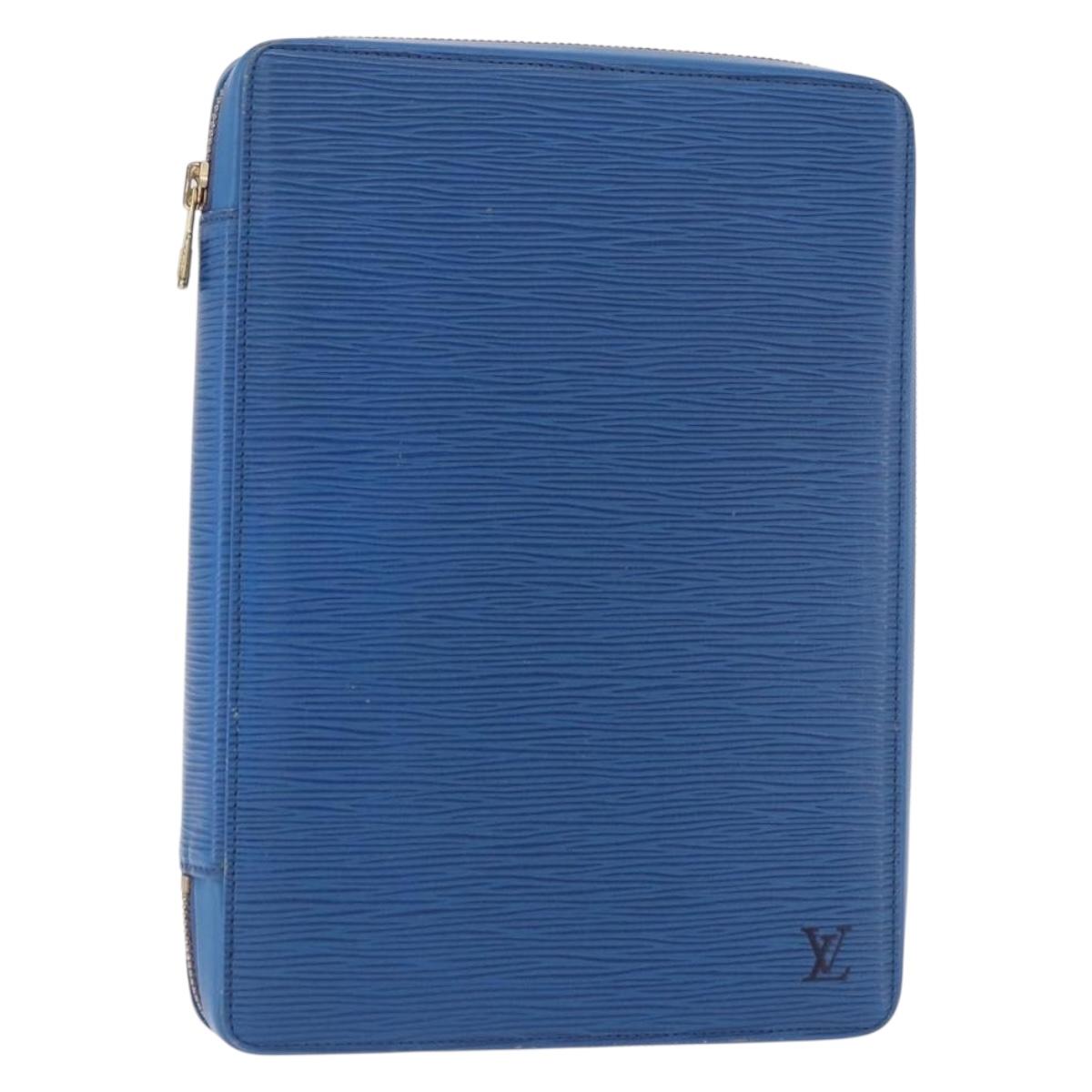 LOUIS VUITTON Epi Agenda Voyage Day Planner Cover Blue LV Auth 184610