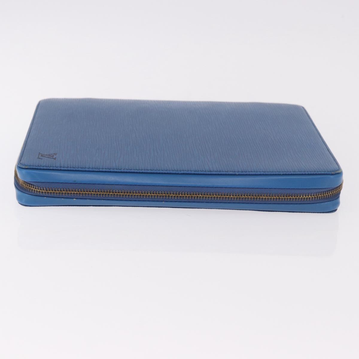LOUIS VUITTON Epi Agenda Voyage Day Planner Cover Blue LV Auth 184610