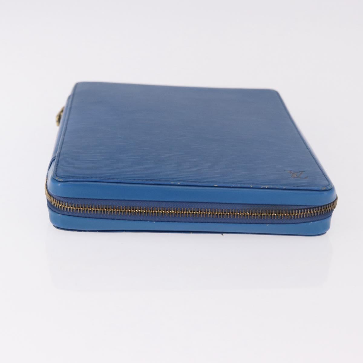 LOUIS VUITTON Epi Agenda Voyage Day Planner Cover Blue LV Auth 184610