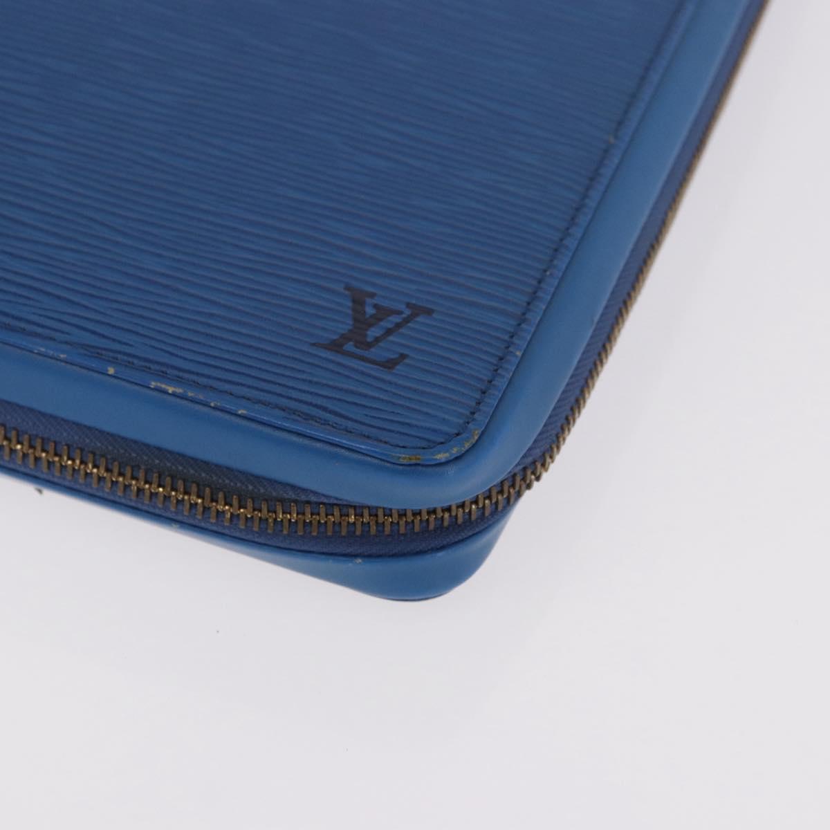 LOUIS VUITTON Epi Agenda Voyage Day Planner Cover Blue LV Auth 184610
