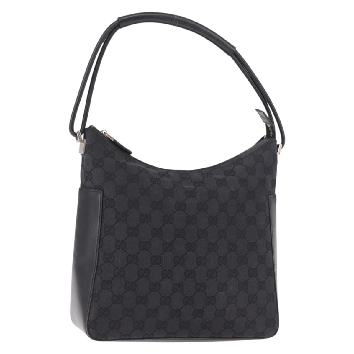 GUCCI GG Canvas Shoulder Bag Black Silver 001 3766 2123 Auth 184615