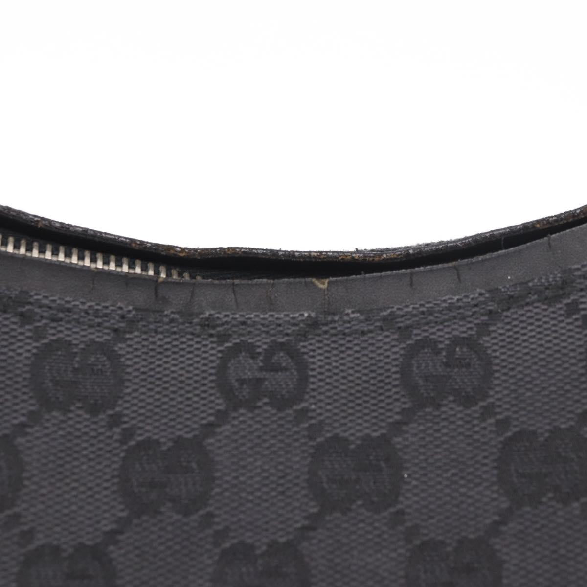 GUCCI GG Canvas Shoulder Bag Black Silver 001 3766 2123 Auth 184615