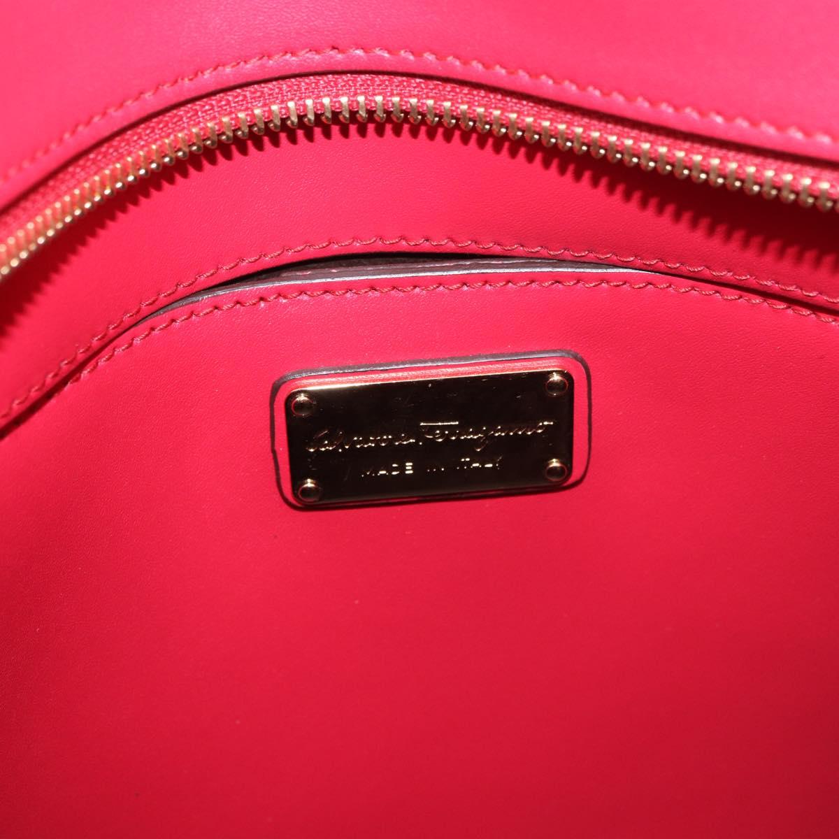 Salvatore Ferragamo Gancini Tote Bag Leather Pink Gold Auth 184616V