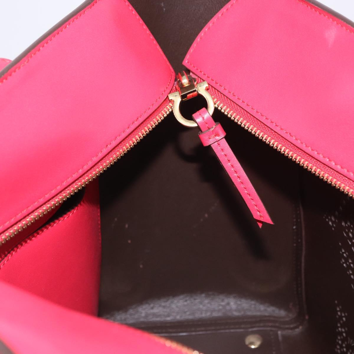 Salvatore Ferragamo Gancini Tote Bag Leather Pink Gold Auth 184616V