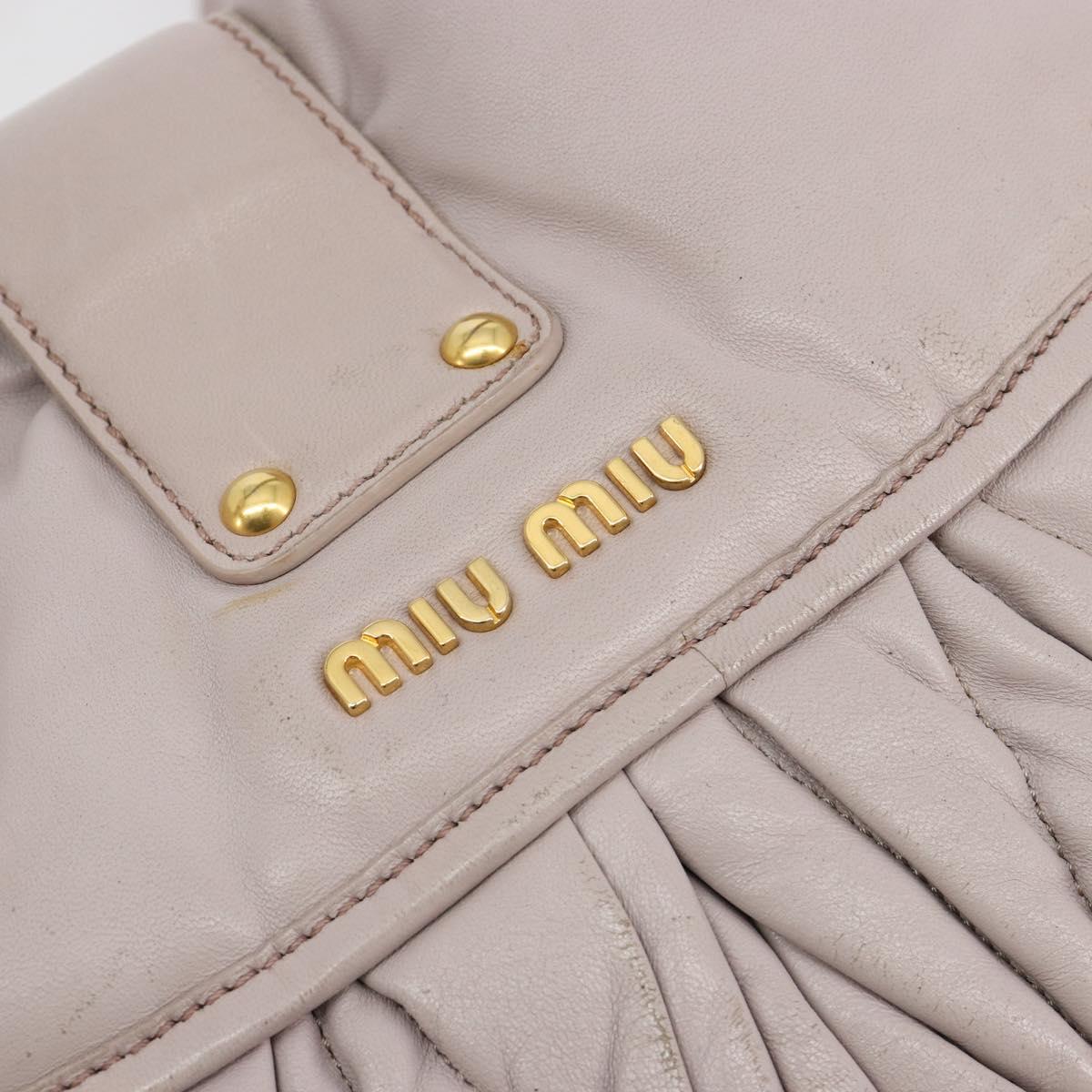 Miu Miu Matelasse Shoulder Bag Leather 2way Gold Purple gray Auth 184618A