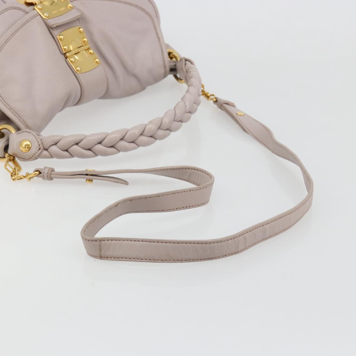 Miu Miu Matelasse Shoulder Bag Leather 2way Gold Purple gray Auth 184618A
