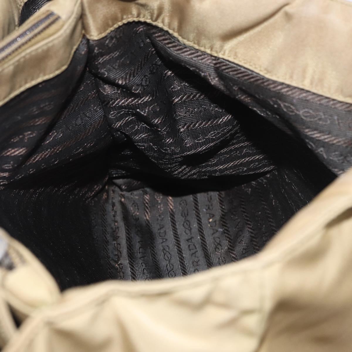 PRADA Tote Bag Nylon Brown Silver Auth 184619