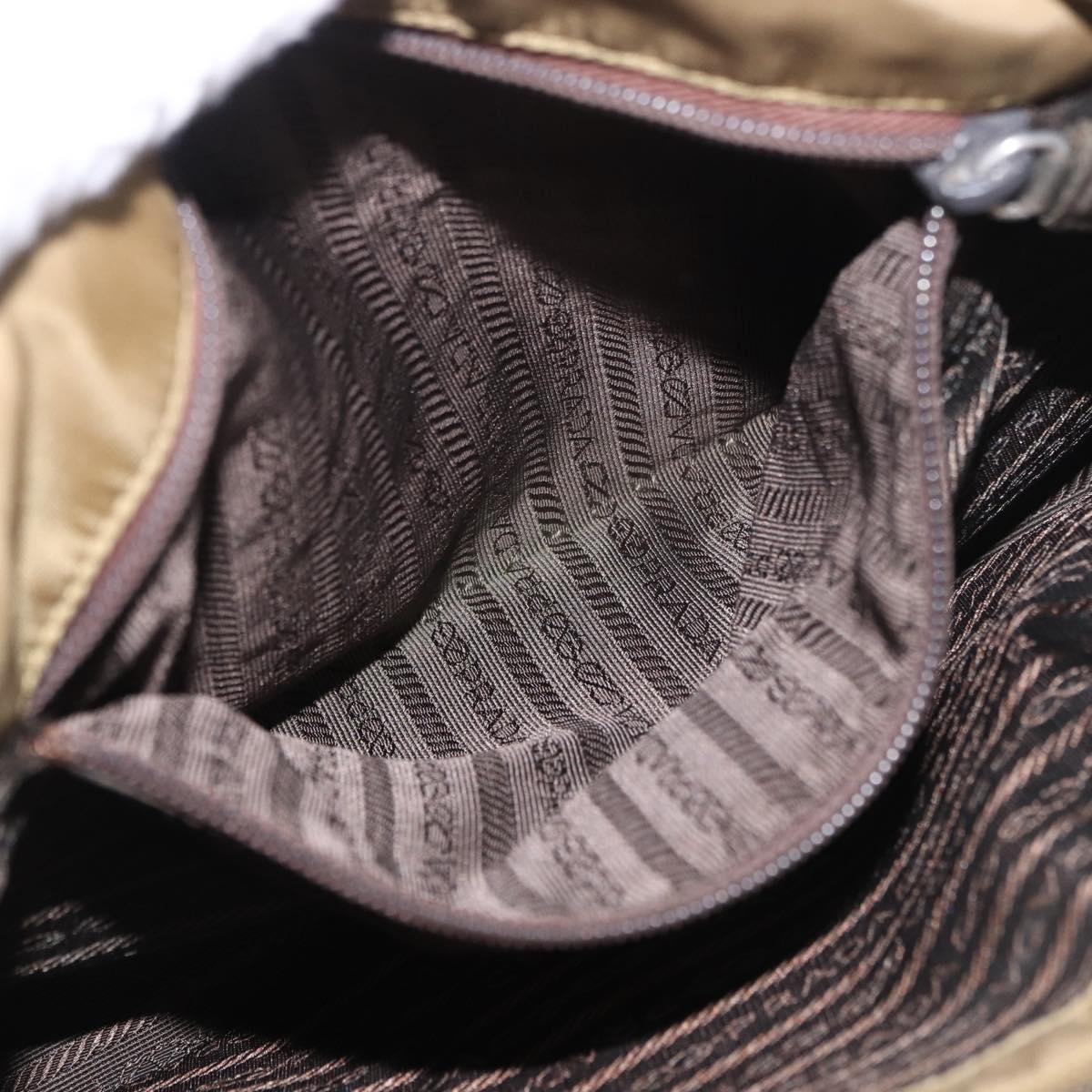 PRADA Tote Bag Nylon Brown Silver Auth 184619