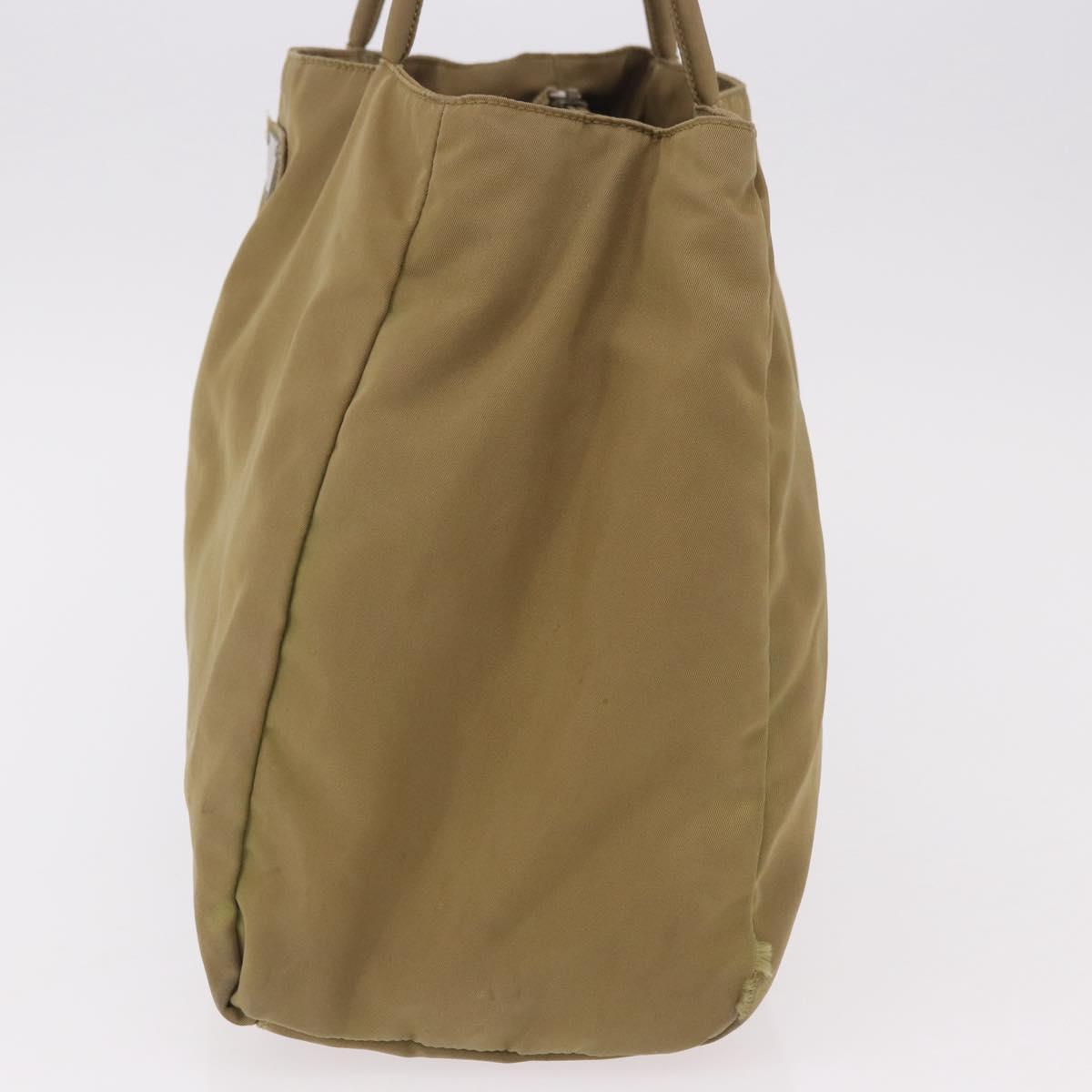 PRADA Tote Bag Nylon Brown Silver Auth 184619