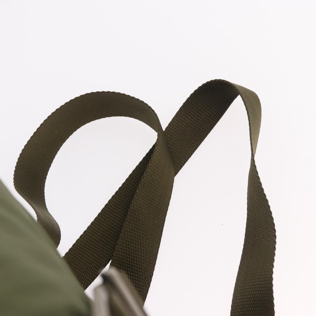PRADA Backpack Nylon Khaki Silver Auth 184622A