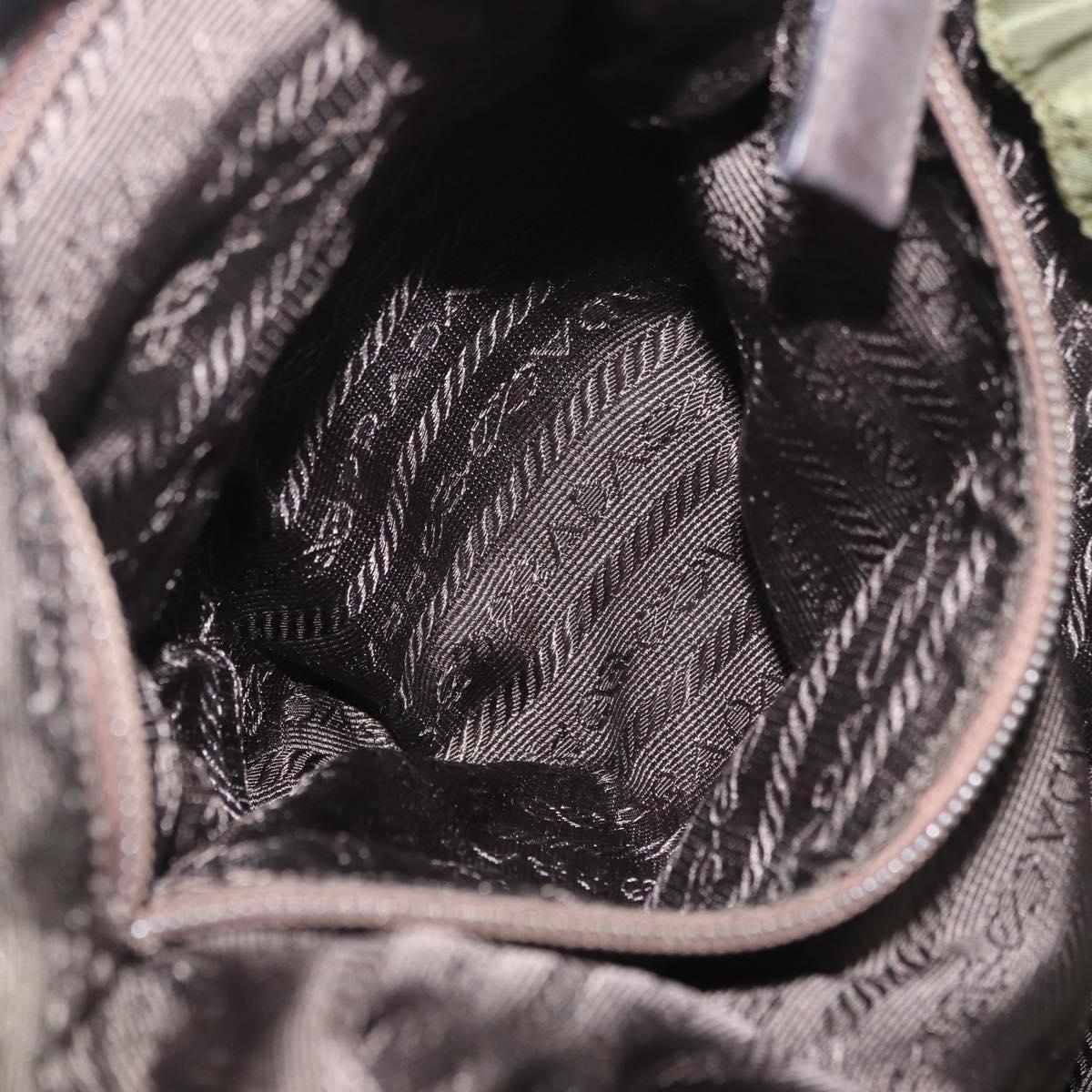 PRADA Backpack Nylon Khaki Silver Auth 184622A
