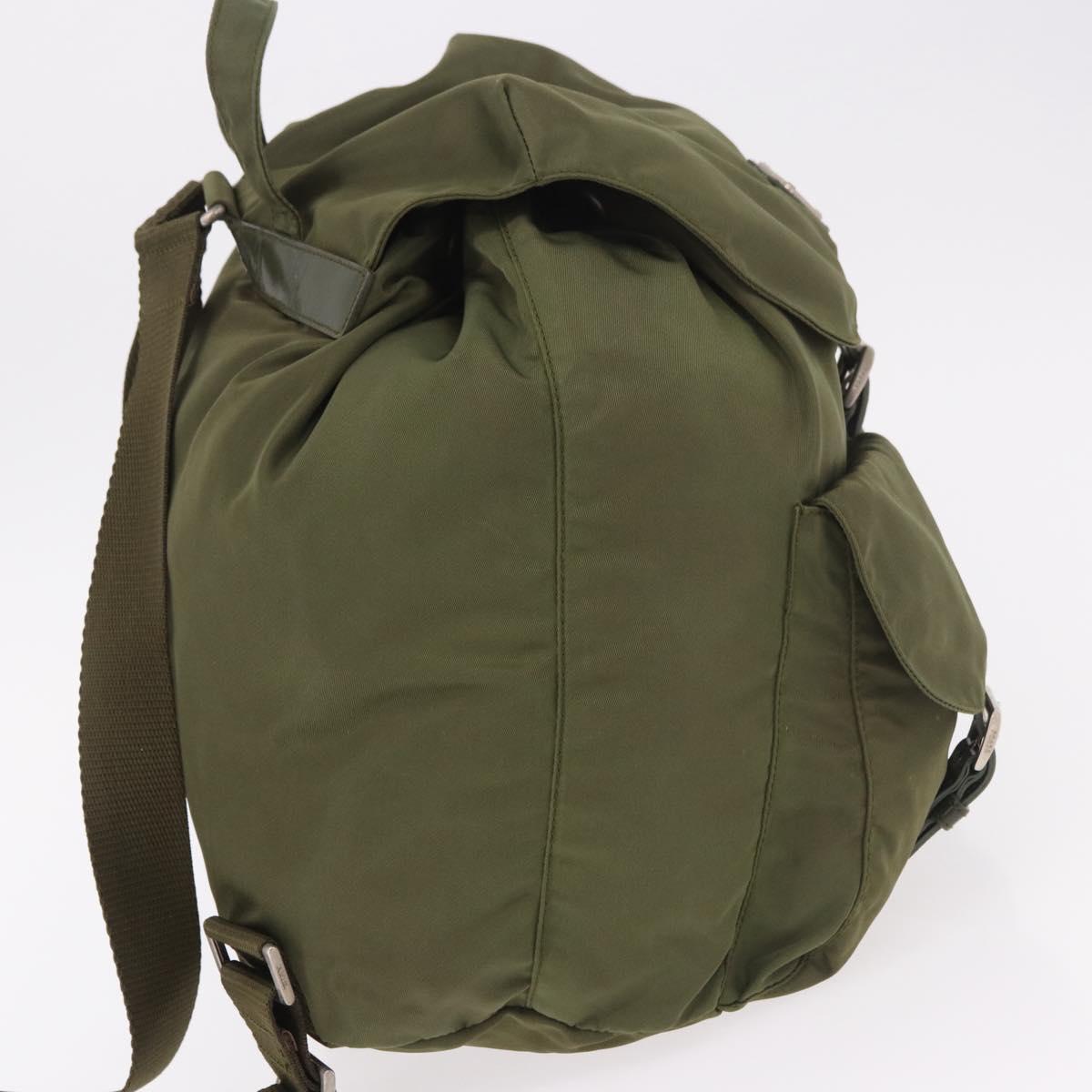 PRADA Backpack Nylon Khaki Silver Auth 184622A