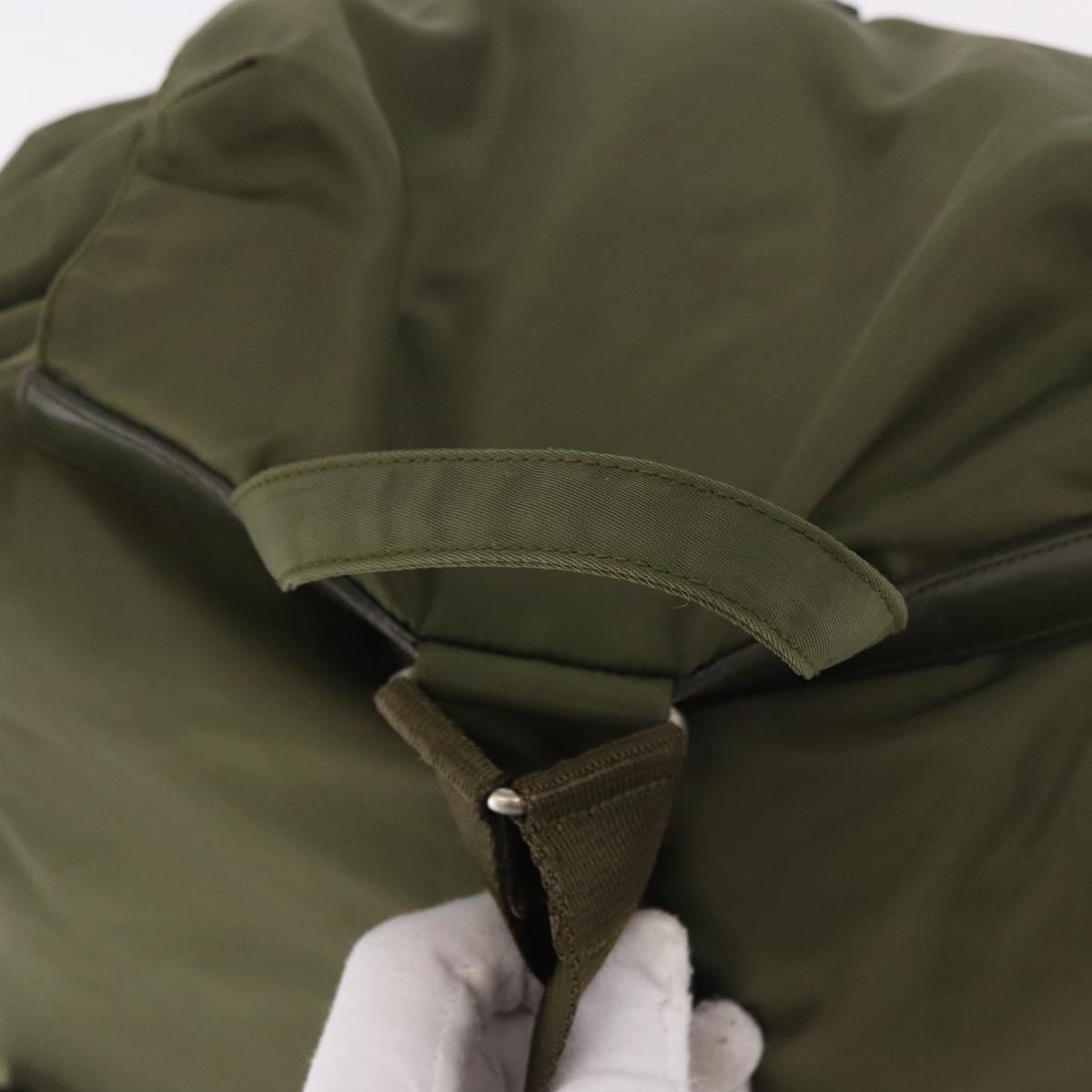 PRADA Backpack Nylon Khaki Silver Auth 184622A