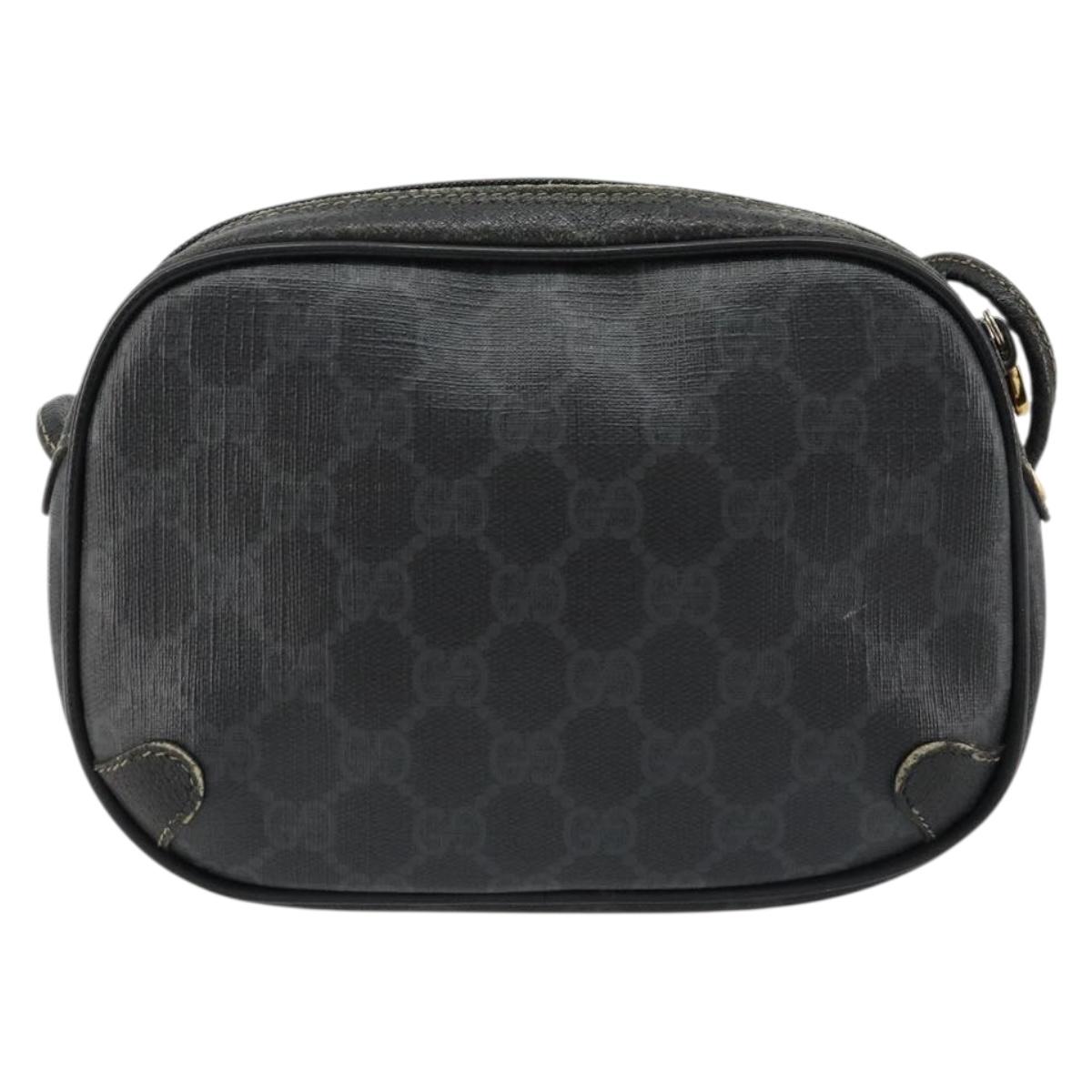 GUCCI GG Supreme Web Sherry Line Bag PVC Black Red 156 02 066 Auth 184624