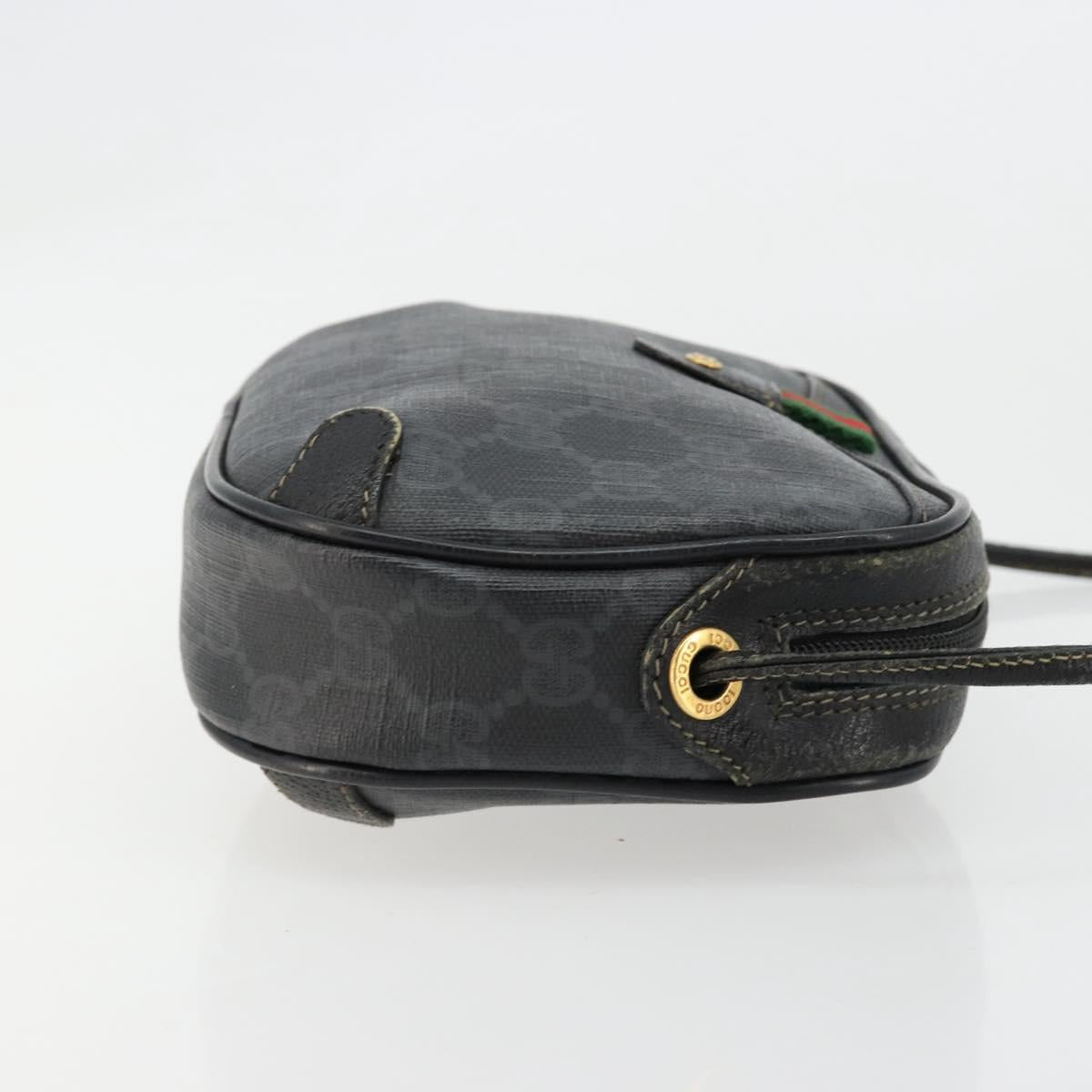 GUCCI GG Supreme Web Sherry Line Bag PVC Black Red 156 02 066 Auth 184624