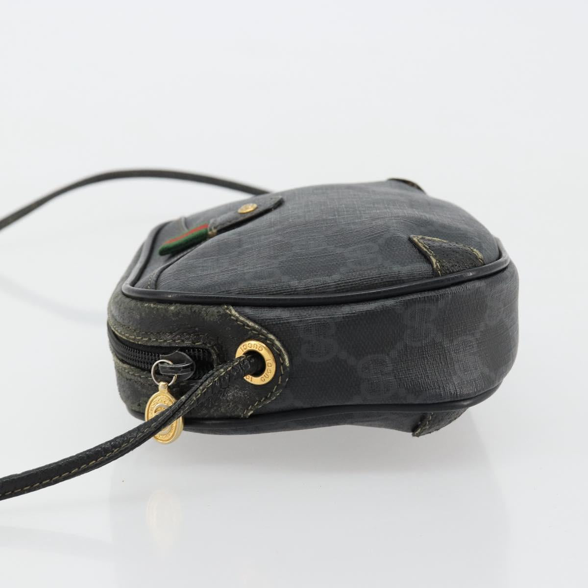 GUCCI GG Supreme Web Sherry Line Bag PVC Black Red 156 02 066 Auth 184624