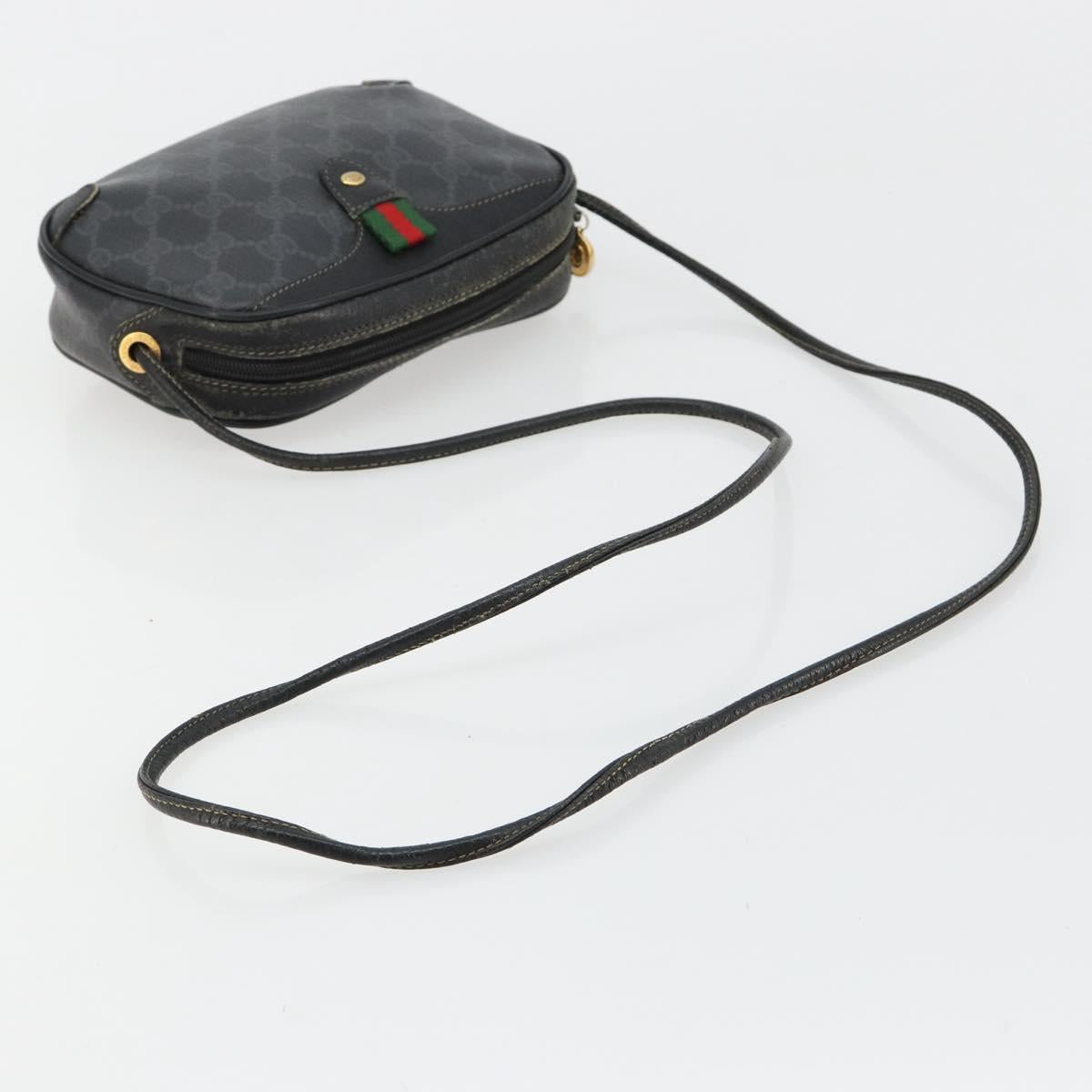 GUCCI GG Supreme Web Sherry Line Bag PVC Black Red 156 02 066 Auth 184624