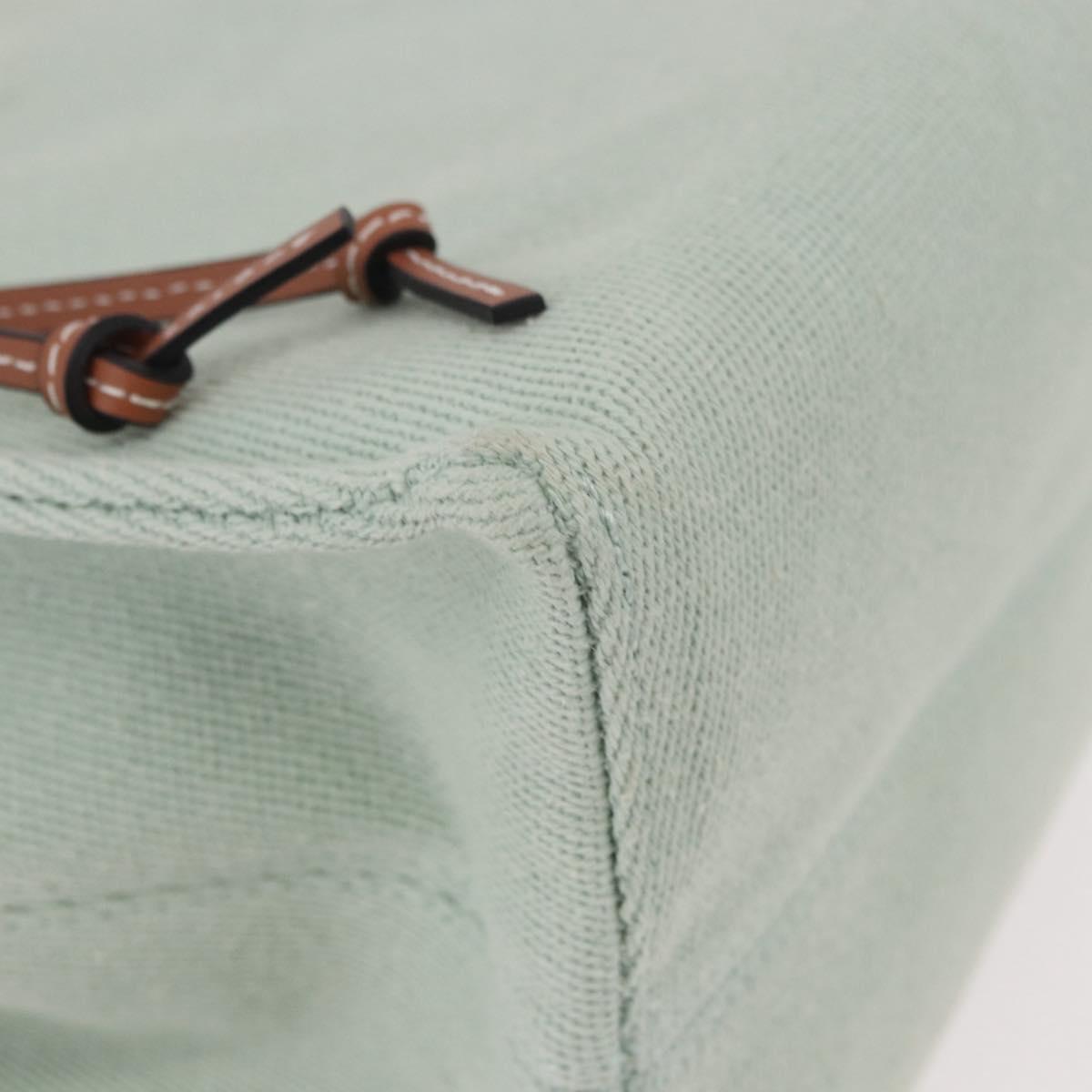 LOEWE Anagram Cushion Tote Bag Canvas Leather Mint Green Auth 184625M
