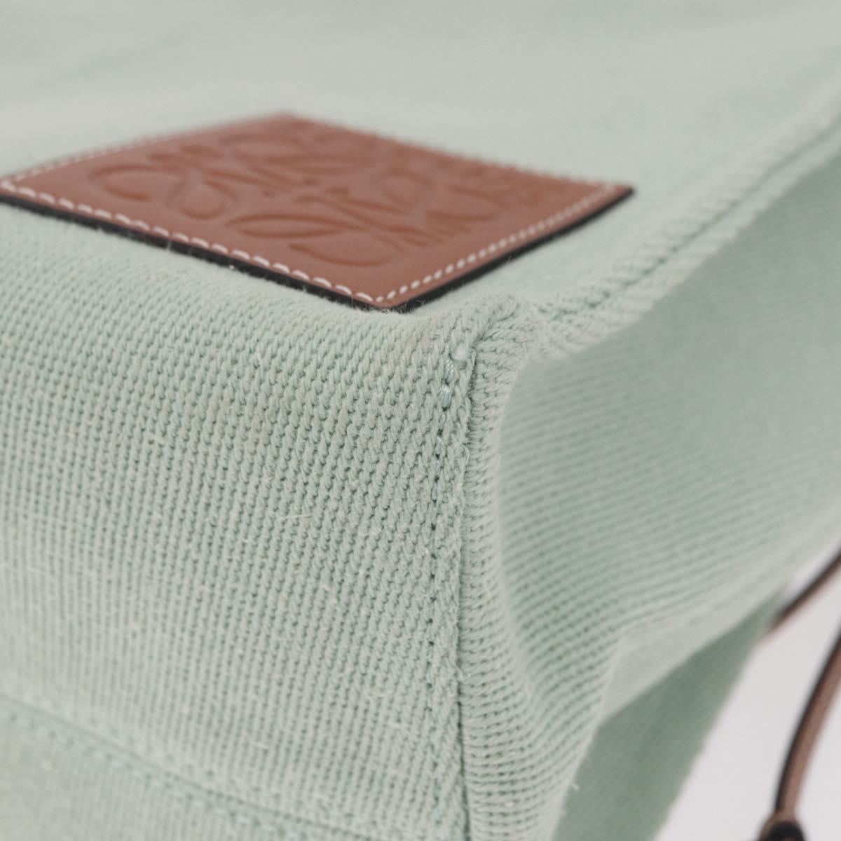 LOEWE Anagram Cushion Tote Bag Canvas Leather Mint Green Auth 184625M