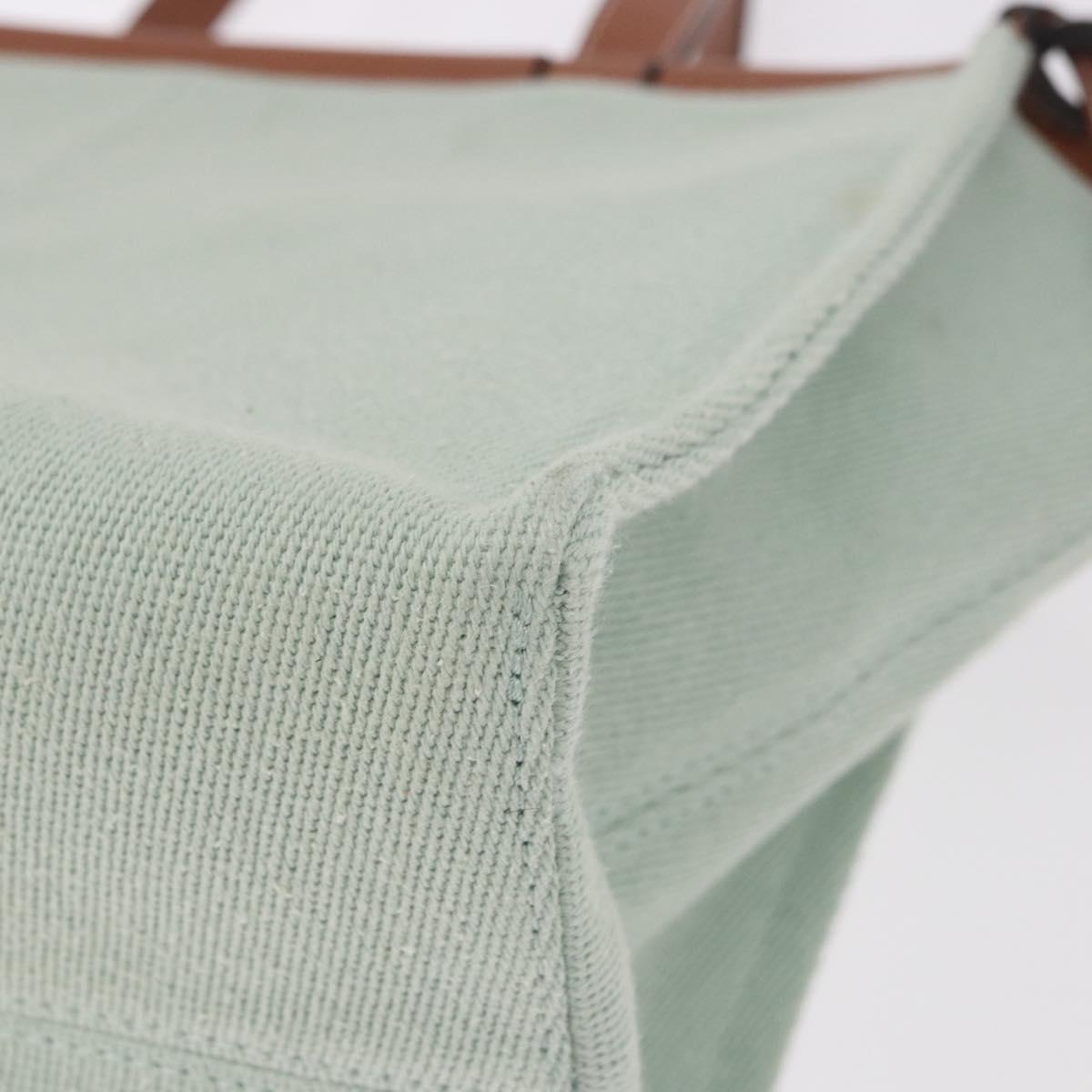 LOEWE Anagram Cushion Tote Bag Canvas Leather Mint Green Auth 184625M