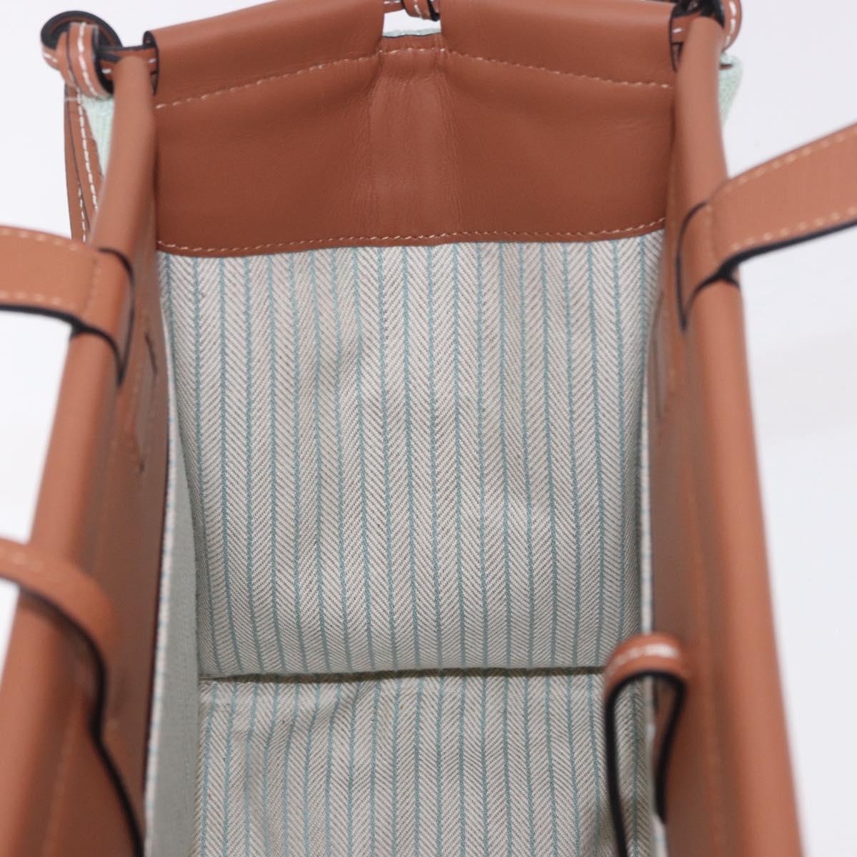 LOEWE Anagram Cushion Tote Bag Canvas Leather Mint Green Auth 184625M