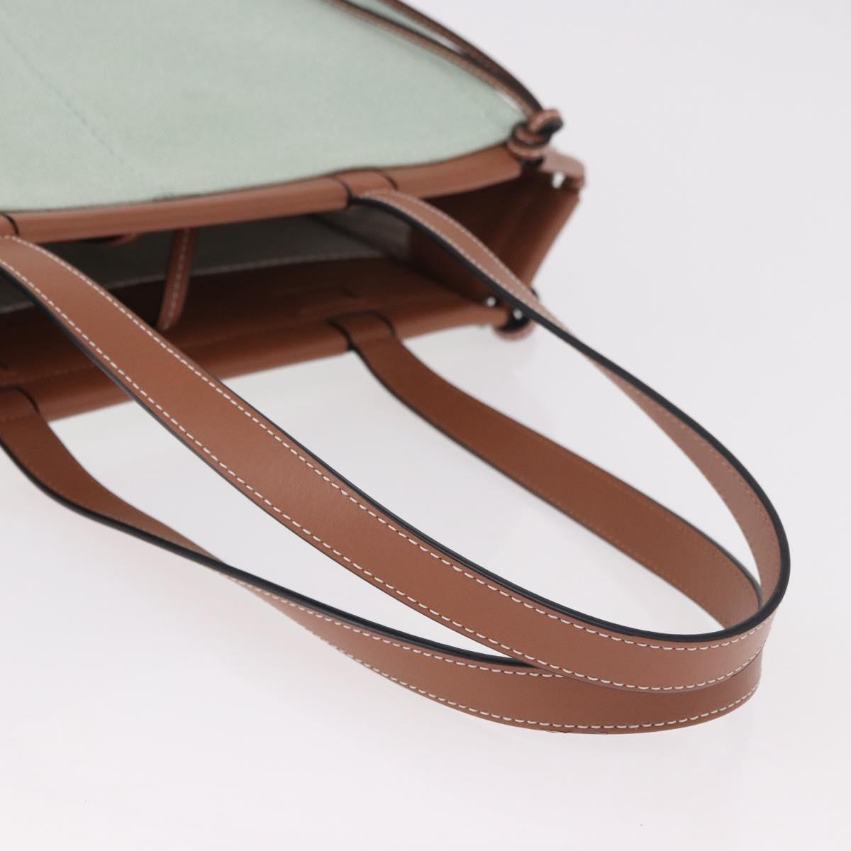 LOEWE Anagram Cushion Tote Bag Canvas Leather Mint Green Auth 184625M