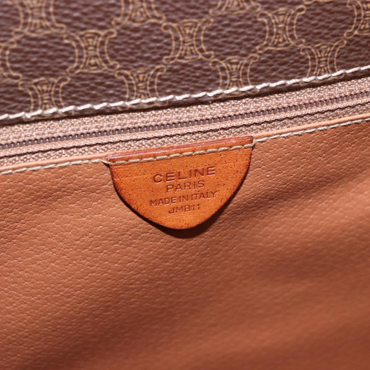 CELINE Macadam Canvas Circle Shoulder Bag PVC Leather Brown Gold Auth 184626