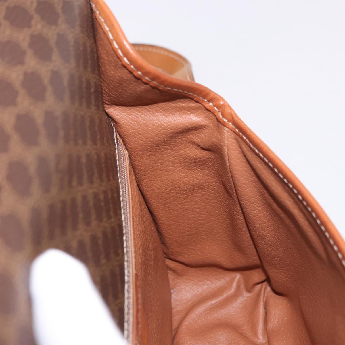 CELINE Macadam Canvas Circle Shoulder Bag PVC Leather Brown Gold Auth 184626