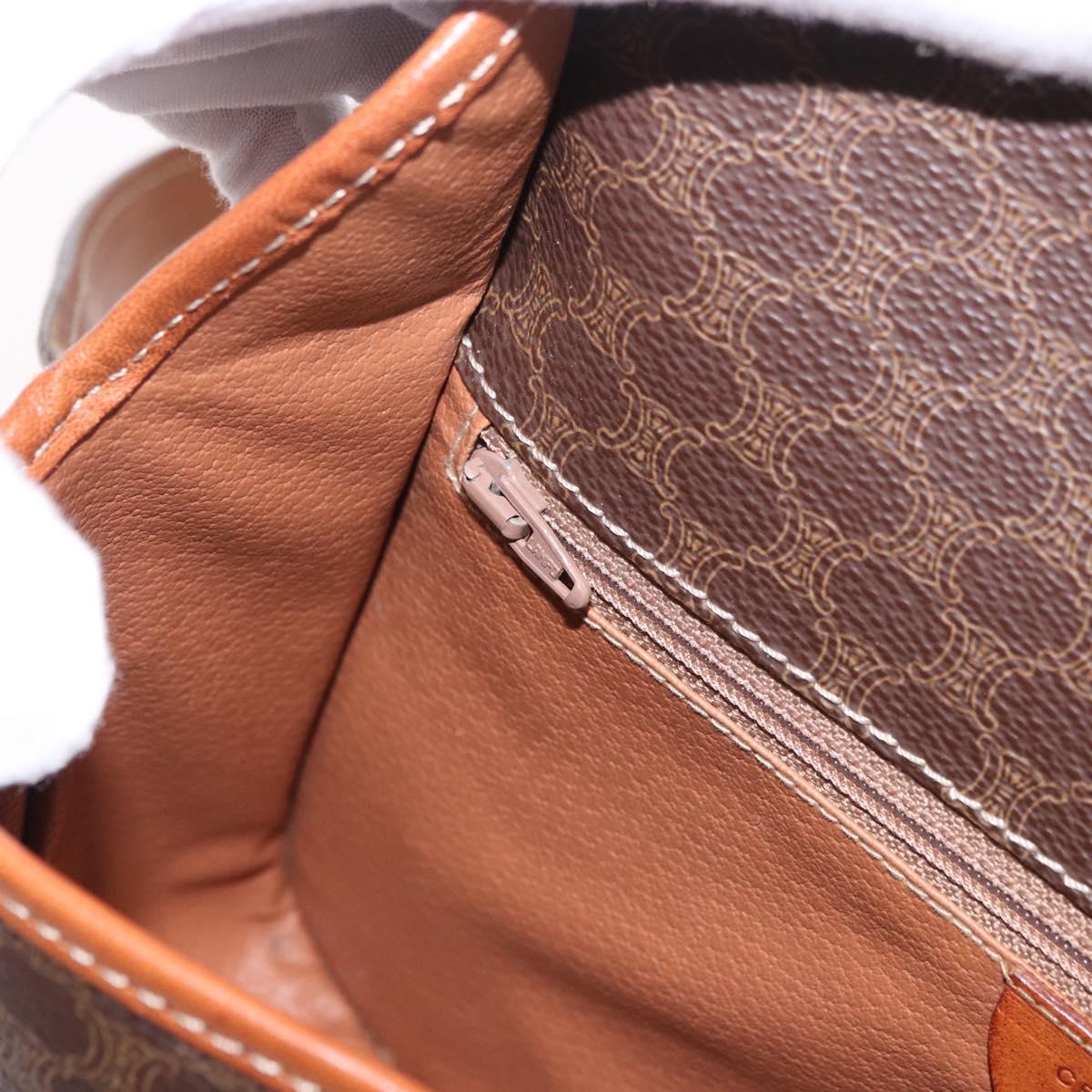 CELINE Macadam Canvas Circle Shoulder Bag PVC Leather Brown Gold Auth 184626
