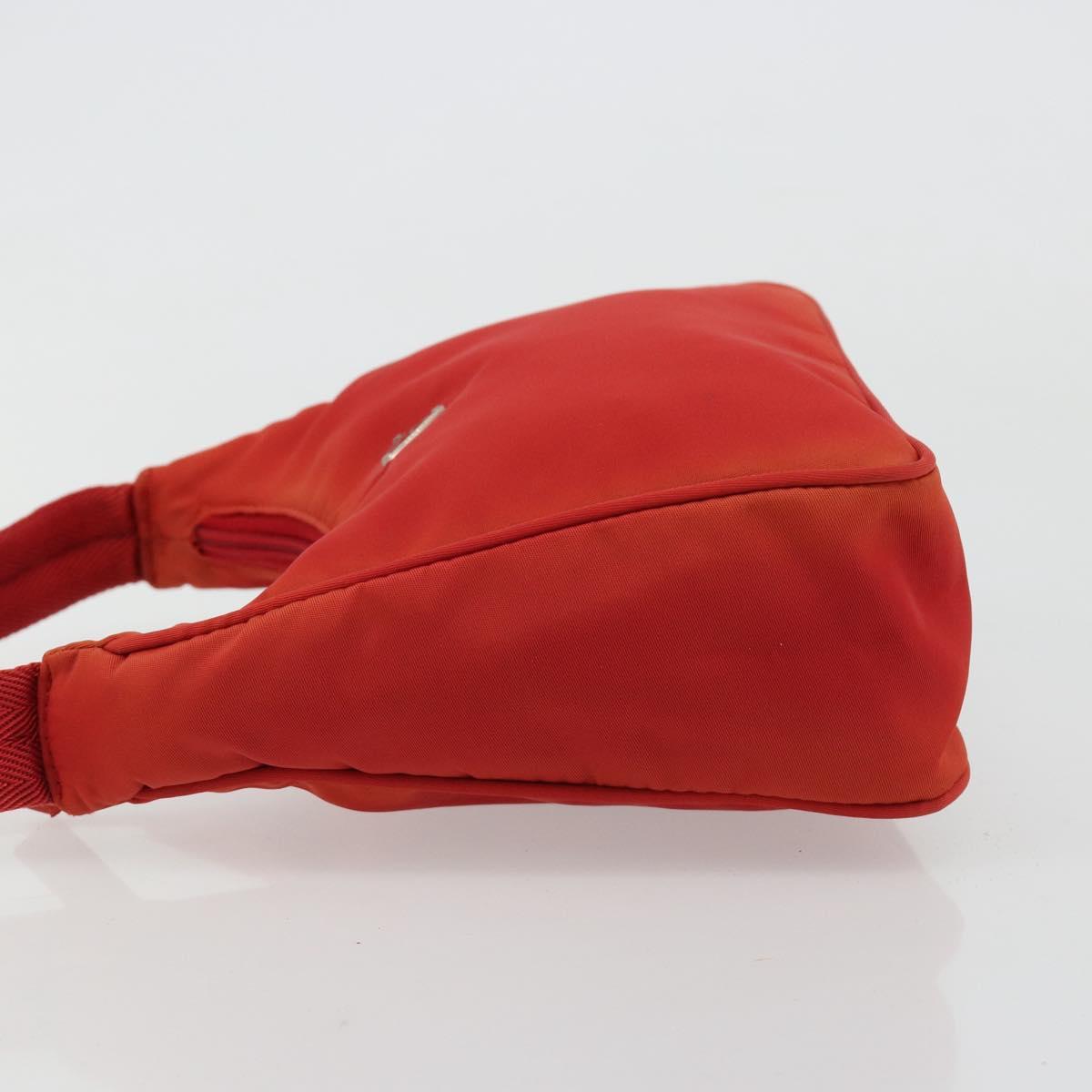 PRADA Hand Pouch Nylon Red Silver Auth 184627A