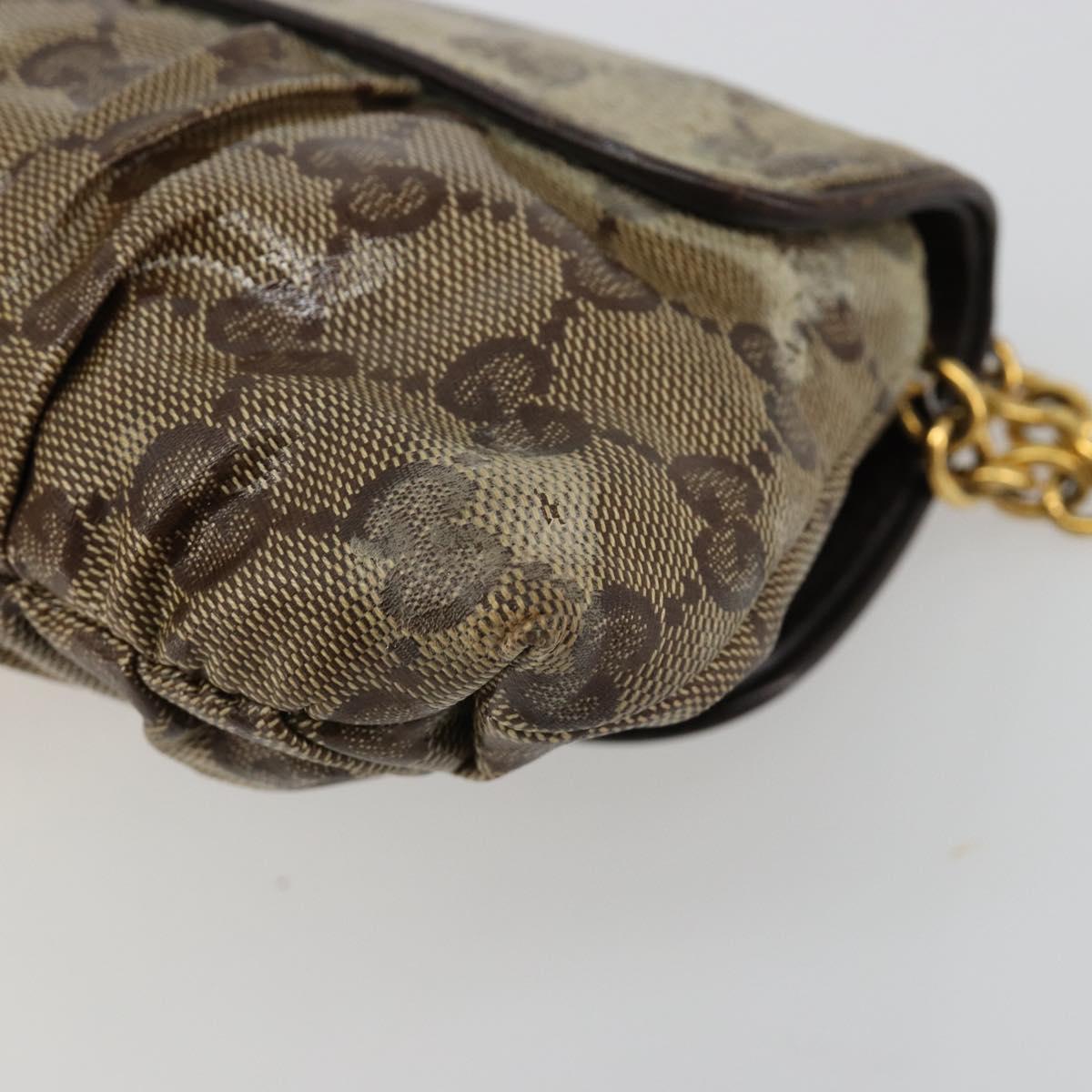 GUCCI GG Crystal Histeria Bag Coated Canvas Beige Gold 208710 Auth 184629