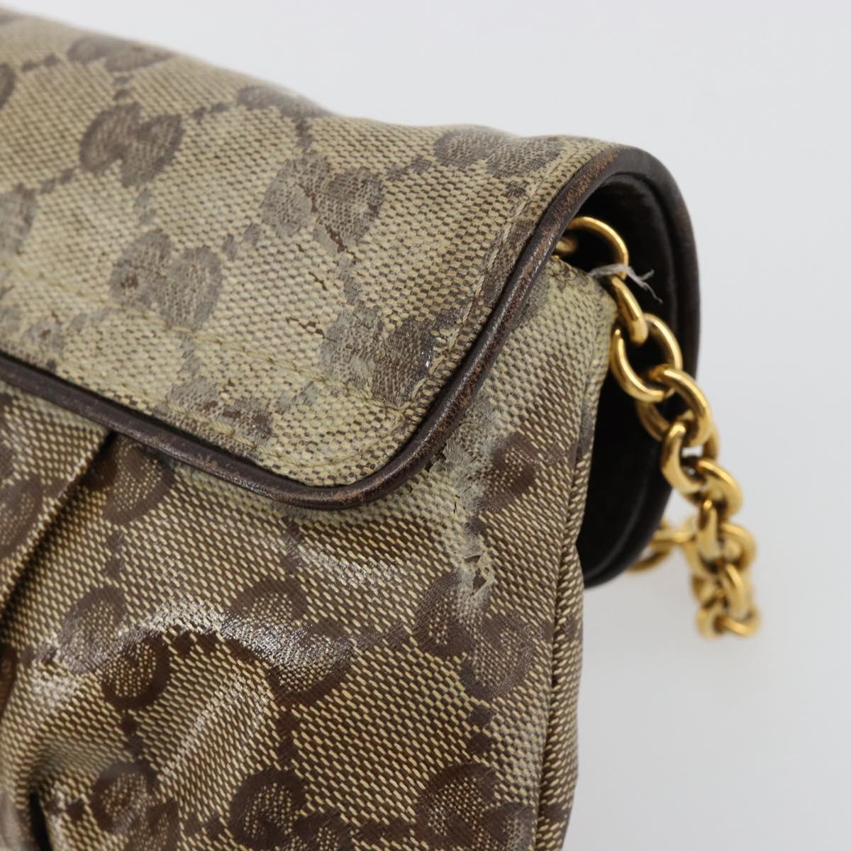 GUCCI GG Crystal Histeria Bag Coated Canvas Beige Gold 208710 Auth 184629