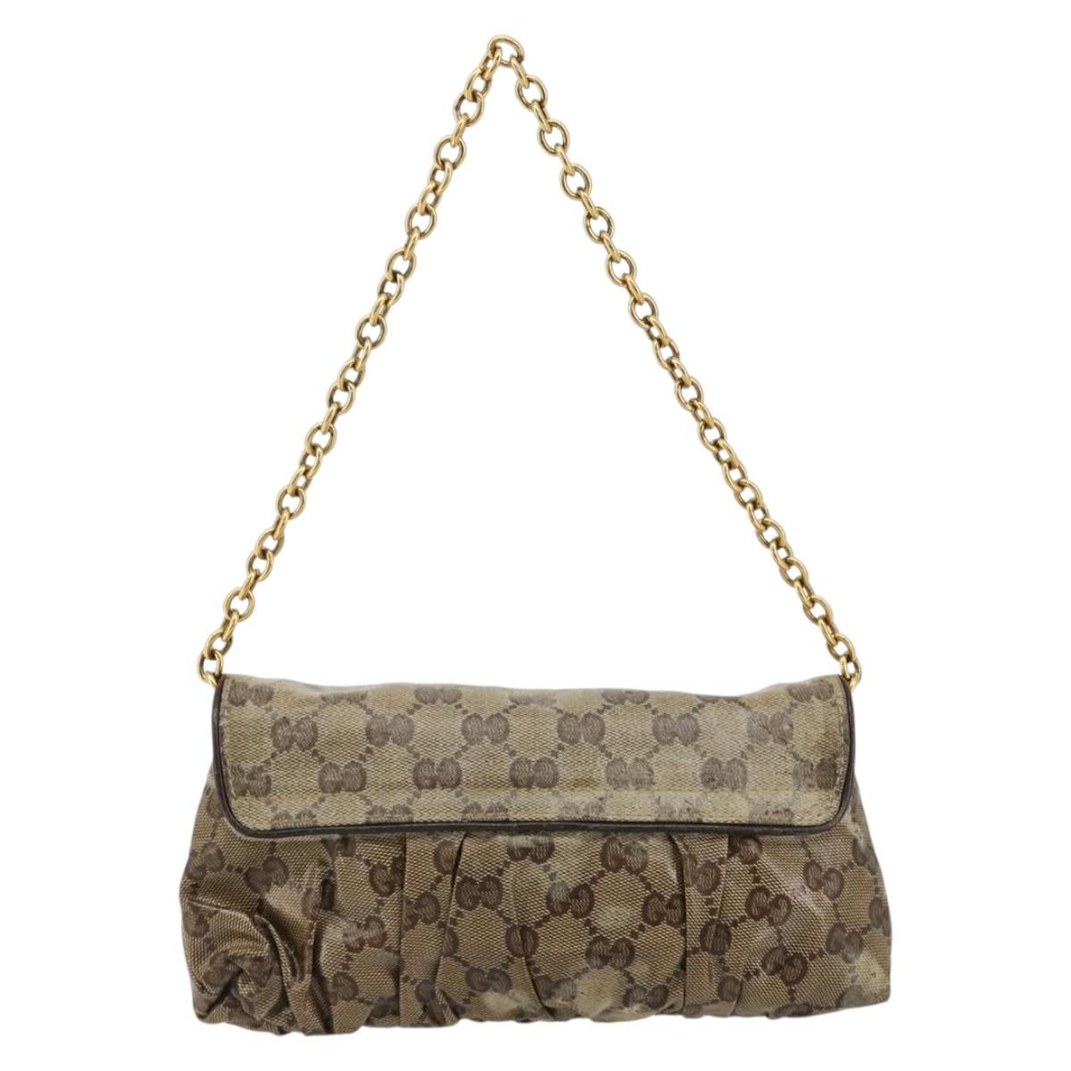 GUCCI GG Crystal Histeria Bag Coated Canvas Beige Gold 208710 Auth 184629
