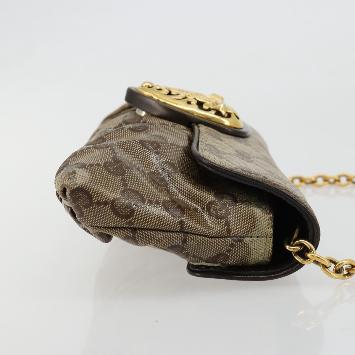 GUCCI GG Crystal Histeria Bag Coated Canvas Beige Gold 208710 Auth 184629