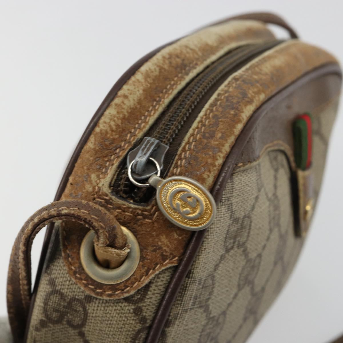 GUCCI GG Supreme Web Sherry Line Bag PVC Beige Red 007 58 6112 9411 Auth 184630