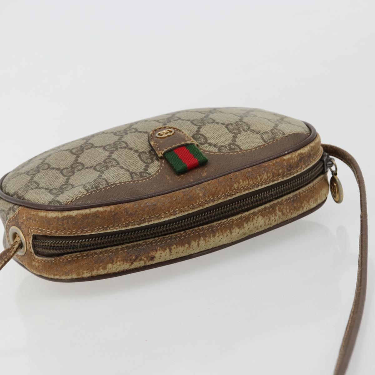 GUCCI GG Supreme Web Sherry Line Bag PVC Beige Red 007 58 6112 9411 Auth 184630