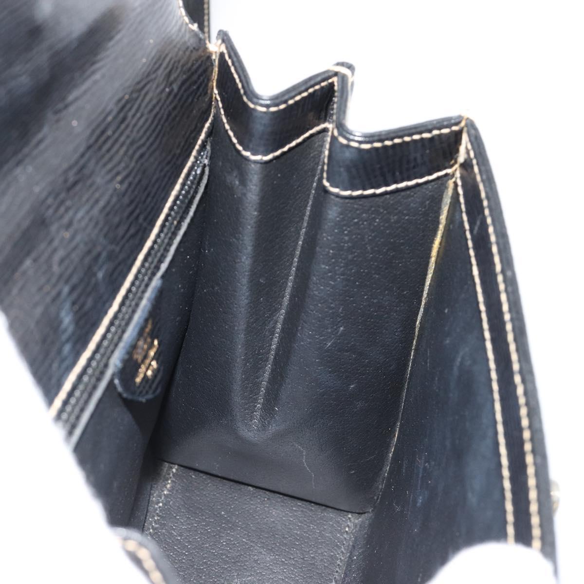 CELINE Hand Bag Leather 2way Black Gold Auth 184631A