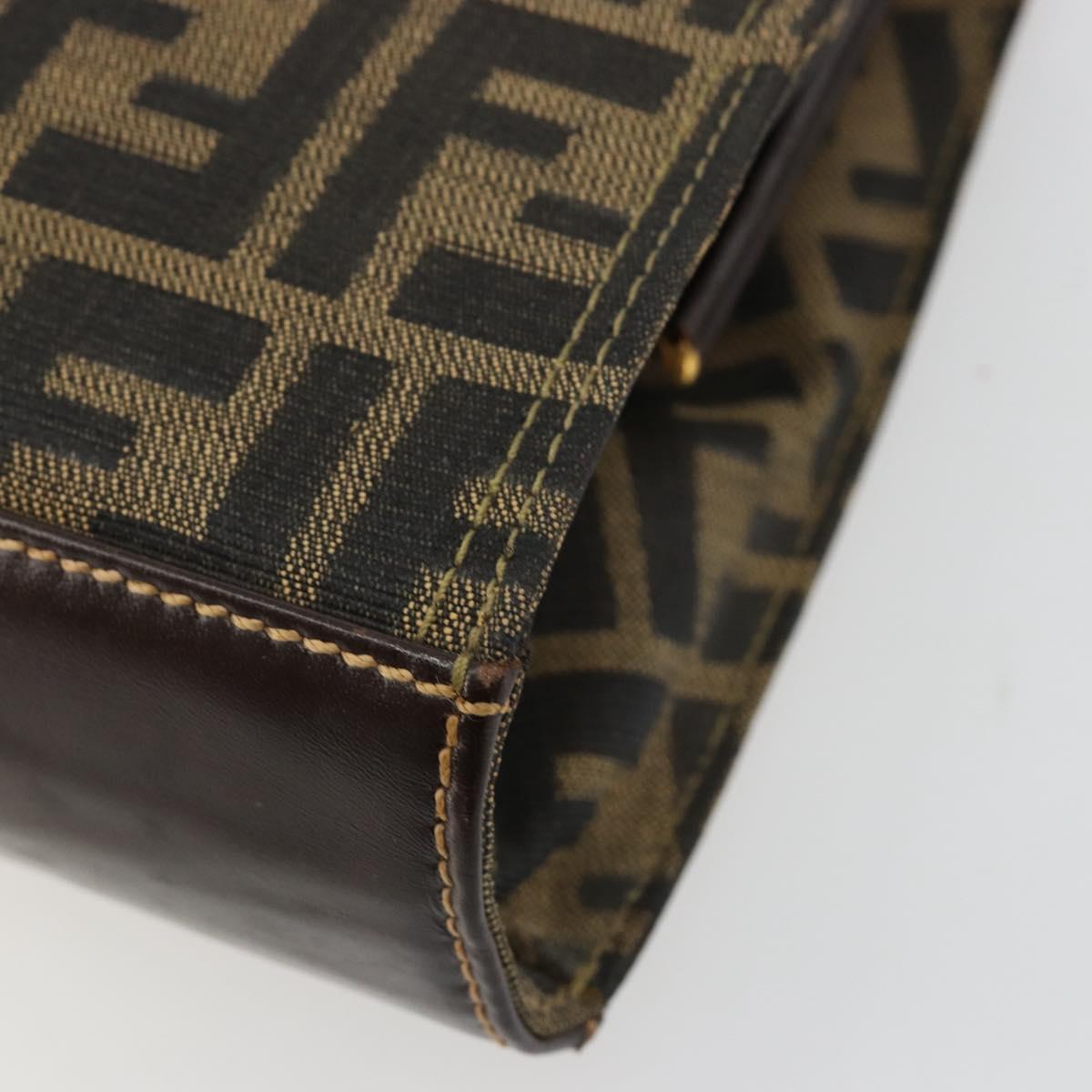 FENDI Zucca Canvas Tote Bag Black Brown gold Auth 184633A