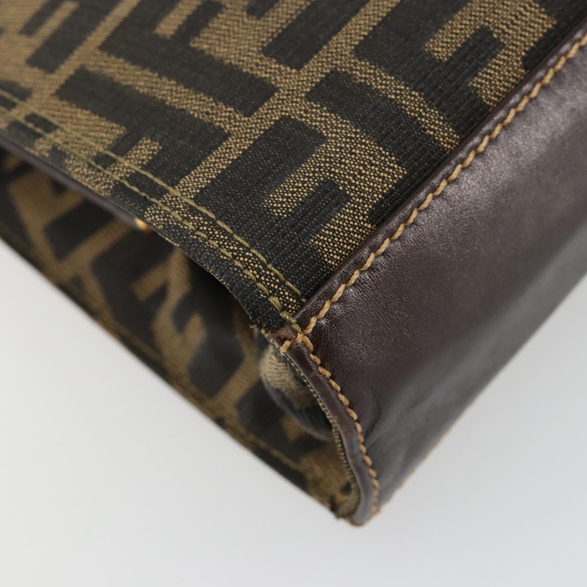 FENDI Zucca Canvas Tote Bag Black Brown gold Auth 184633A