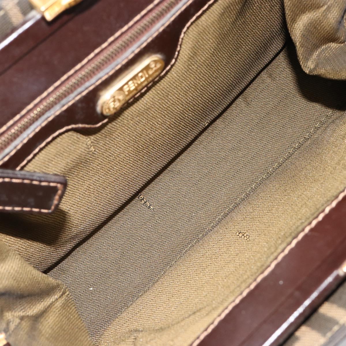 FENDI Zucca Canvas Tote Bag Black Brown gold Auth 184633A