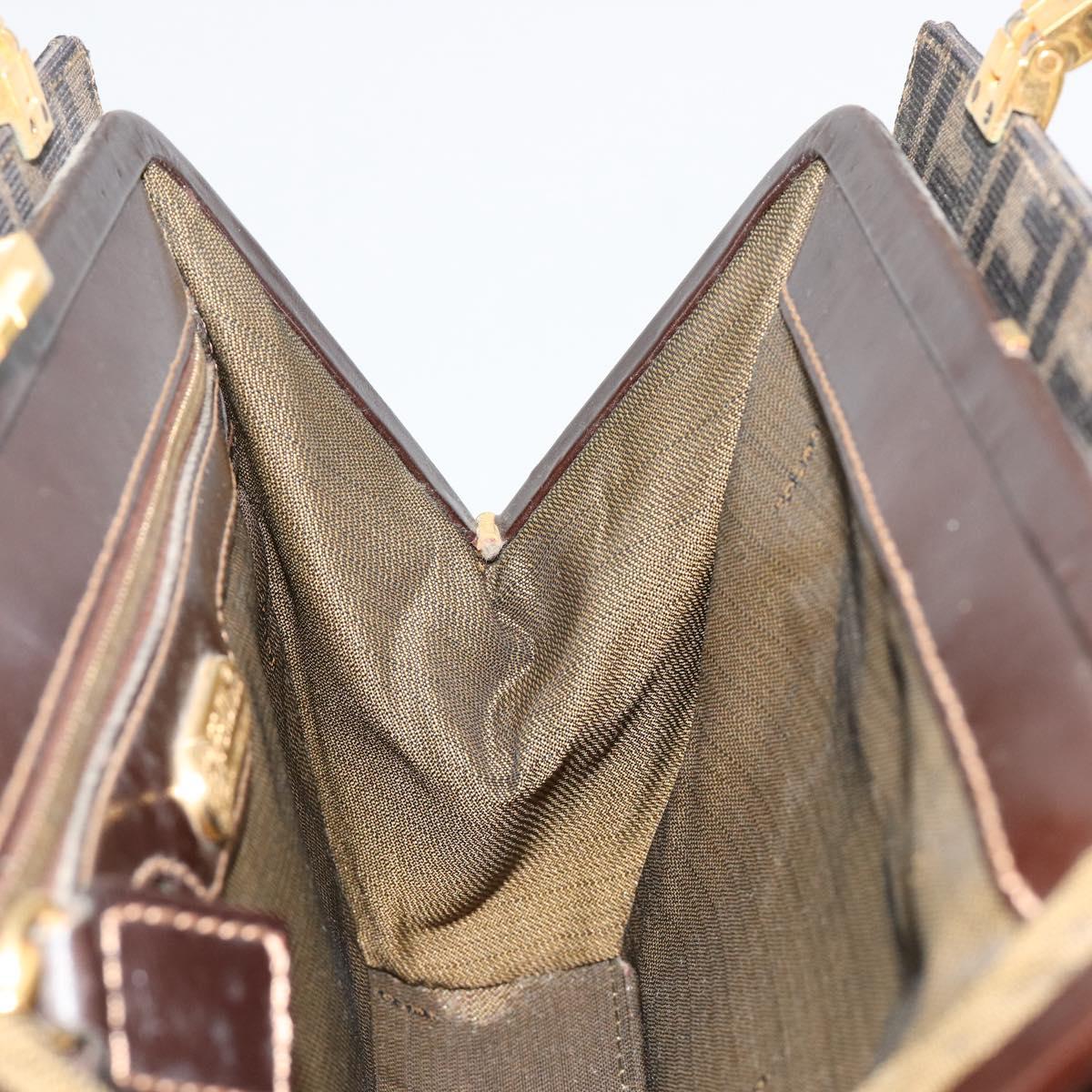 FENDI Zucca Canvas Tote Bag Black Brown gold Auth 184633A