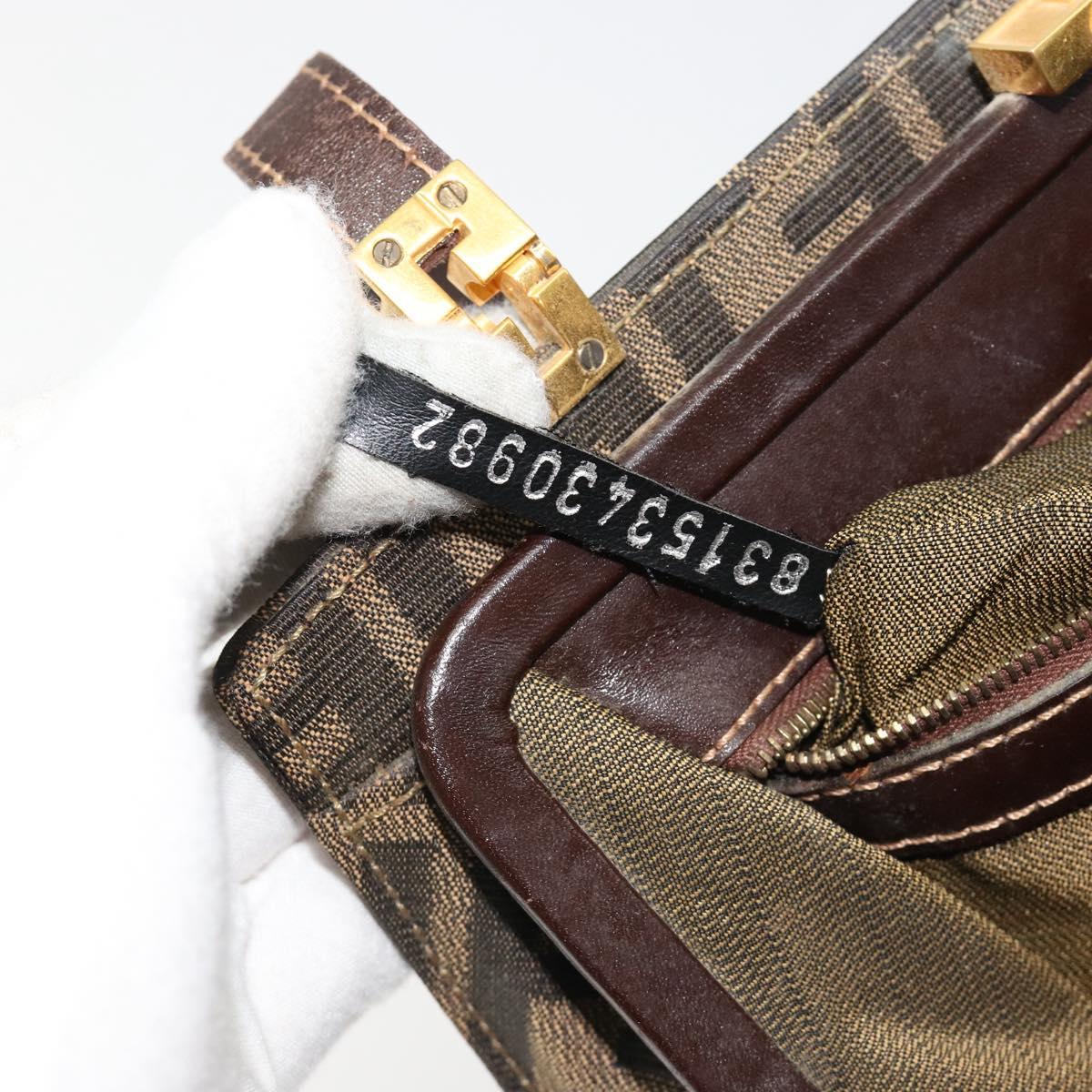 FENDI Zucca Canvas Tote Bag Black Brown gold Auth 184633A