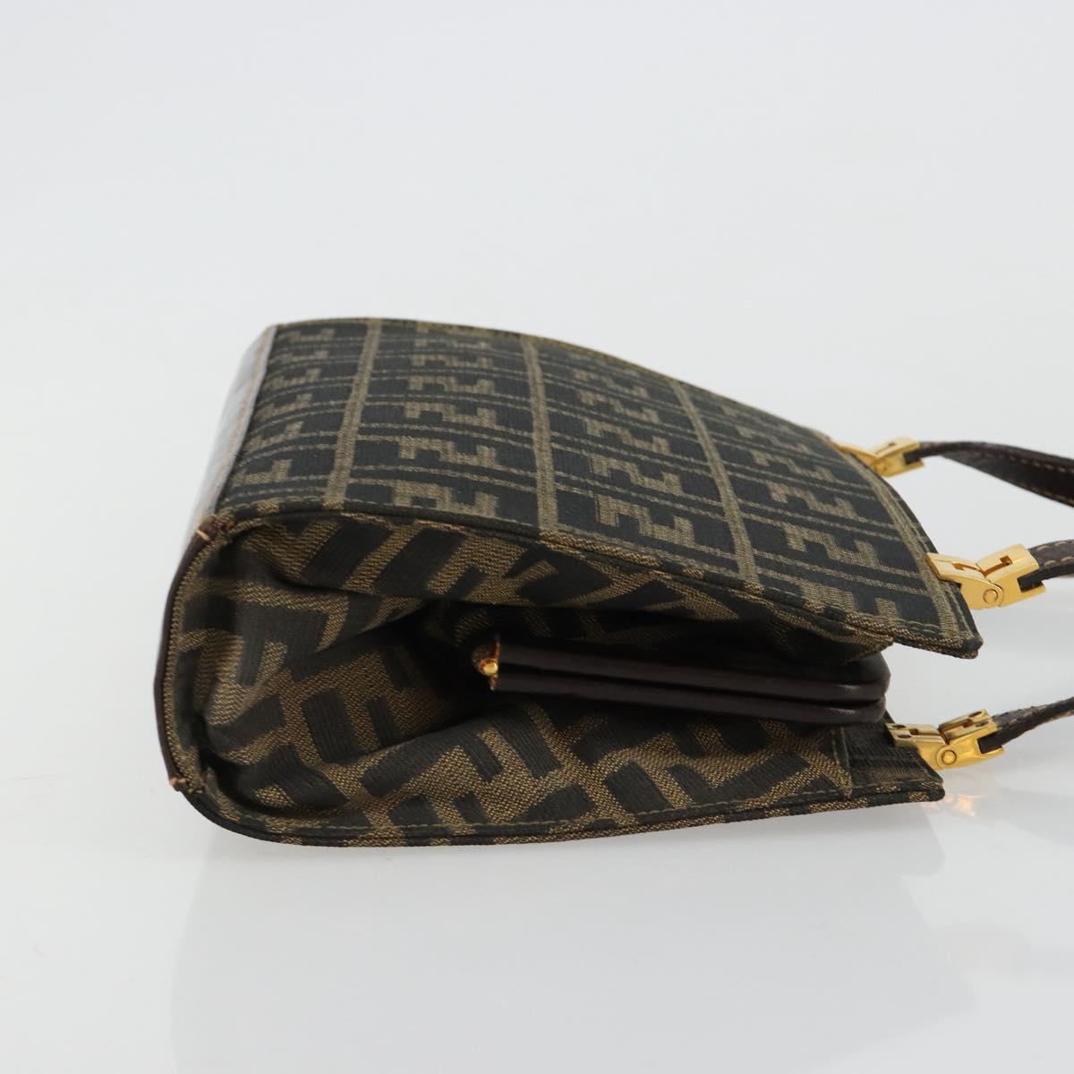FENDI Zucca Canvas Tote Bag Black Brown gold Auth 184633A