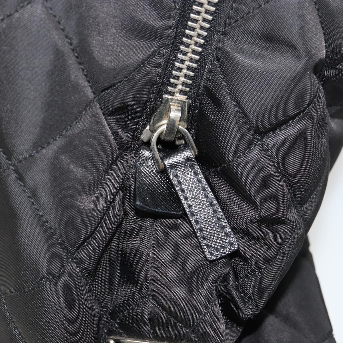 PRADA Chain Shoulder Bag Nylon Black Silver Auth 184635V