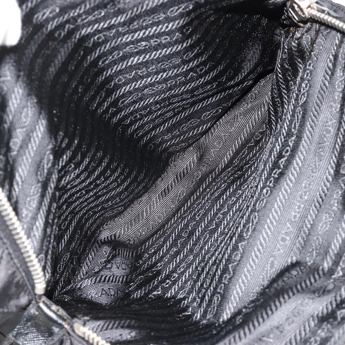 PRADA Chain Shoulder Bag Nylon Black Silver Auth 184635V