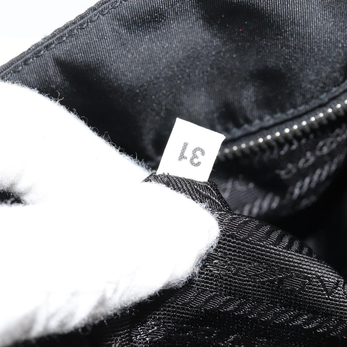 PRADA Chain Shoulder Bag Nylon Black Silver Auth 184635V